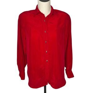 Vintage 80s Longhorn by Niver Western Wear red button front shirt size large